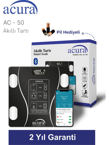 Acura AC-50 Akıllı Tartı Yağ, Su, Kas ve Kilo Ölçer Özellikleriyle Bebek Sağlığına Uygun