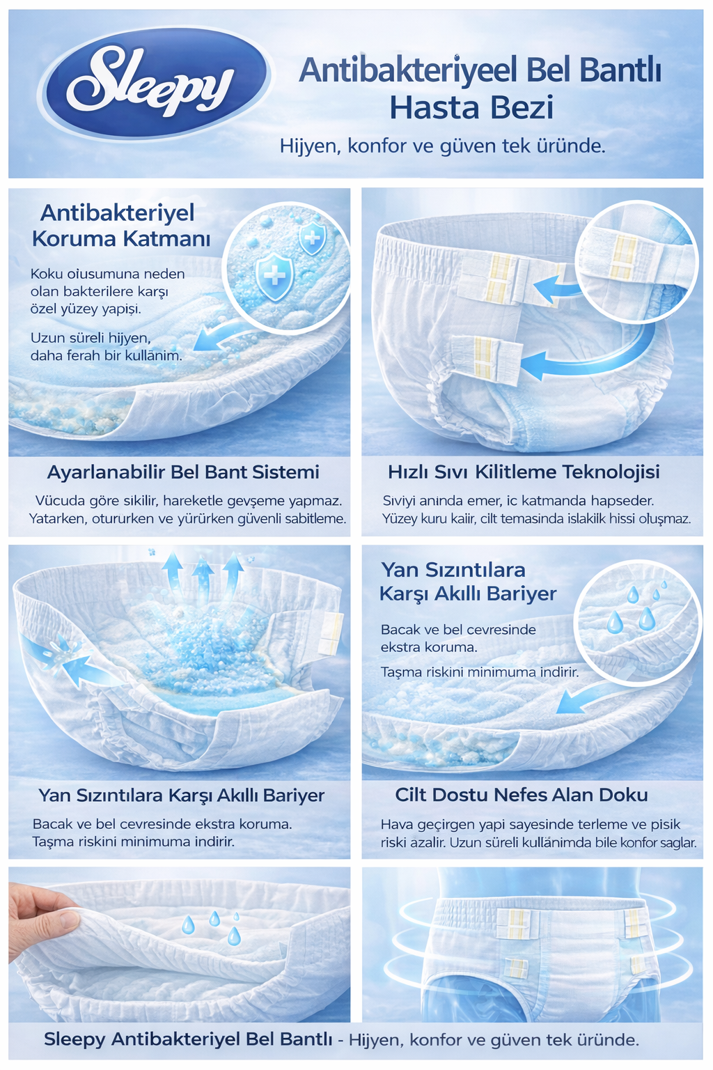 Sleepy Super 2 Bel Bantlı Hasta Bezi Large