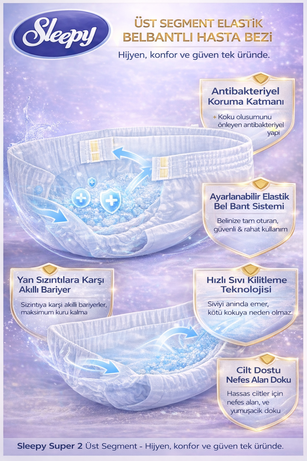 Sleepy Super 2 Bel bantlı X Large Hasta Bezi