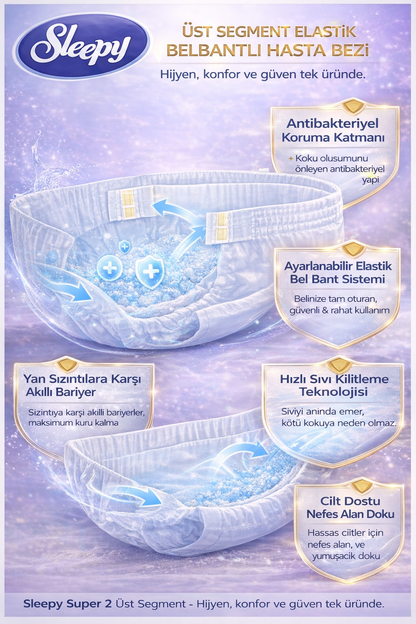 Sleepy Super 2 Bel bantlı X Large Hasta Bezi