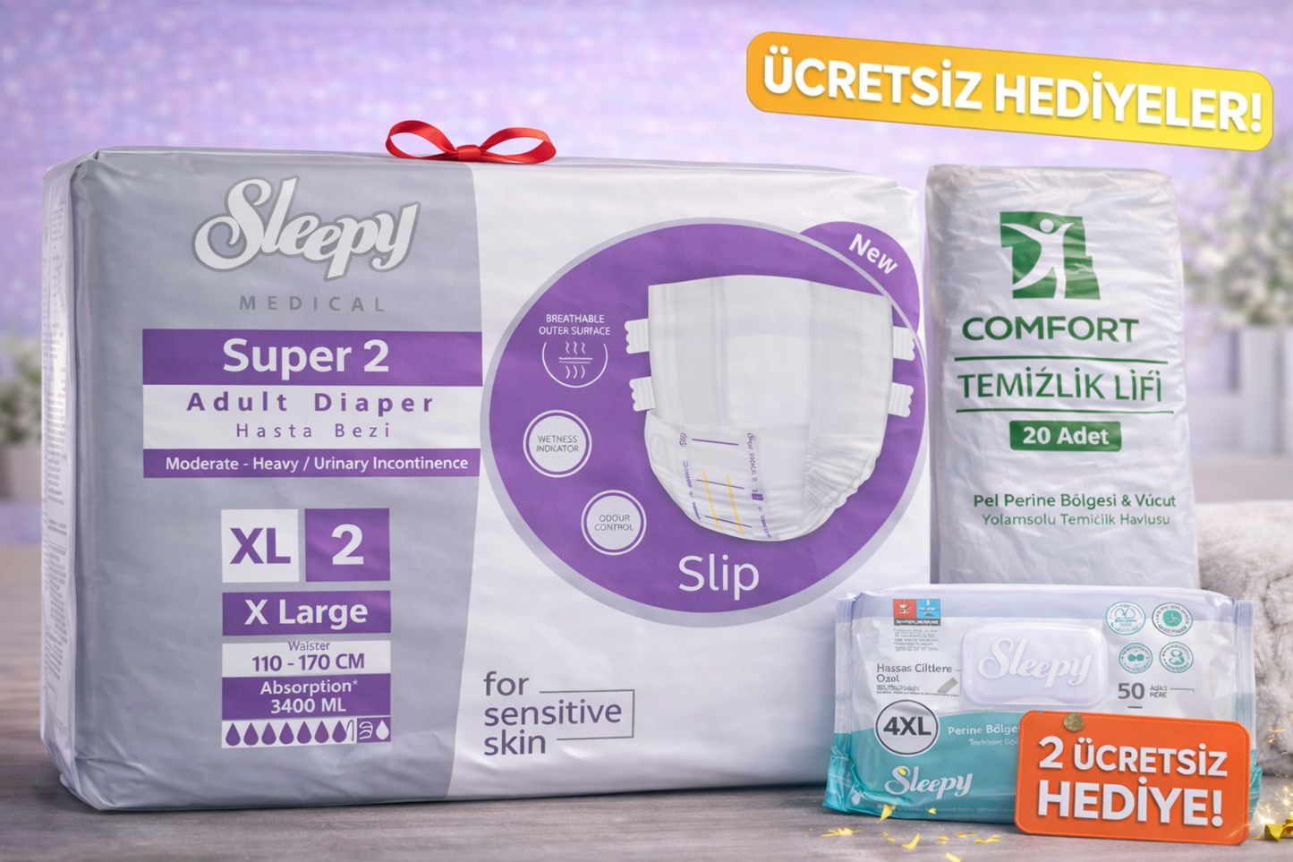 Sleepy Super 2 Bel bantlı X Large Hasta Bezi