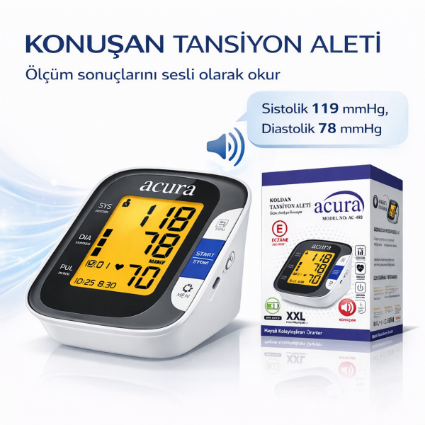 AC-493 Şarjlı, Çantalı, XXL Ekranlı XXL Manşetli Tansiyon Aleti