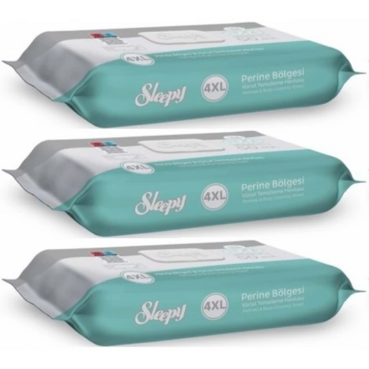 3 Paket Perine Bölgesi ve Vücut Temizleme Islak Mendil Havlu 50 Yaprak (Ebat 4XL)
